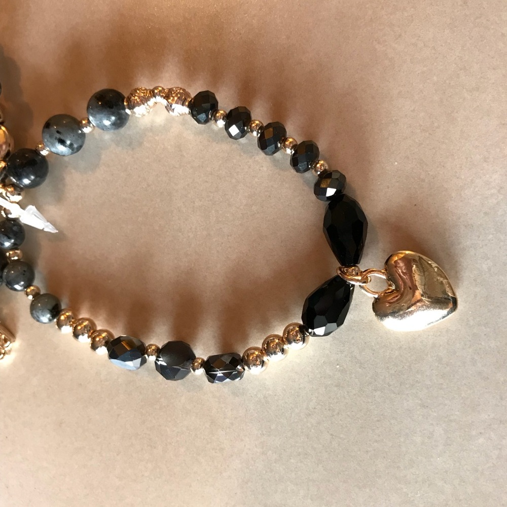 Women’s gold grey black stretch bracelet - Picture 3 of 5